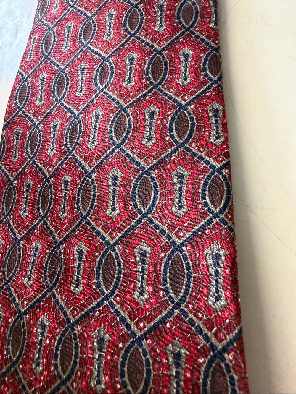 Classic Red Geometric Men's Tie